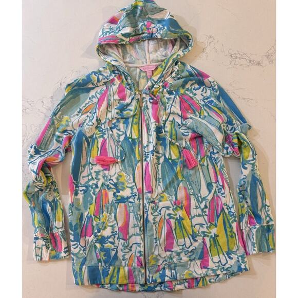 Lilly Pulitzer Jacket Regatta Women’s Small Pink Aqua Tropical Beach Vacation - Picture 1 of 4